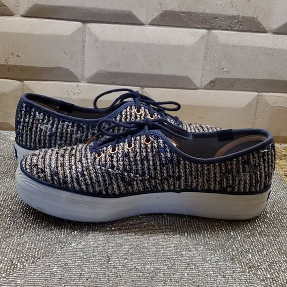 Not For Sale - KEDS Triple Metallic Boucle in Navy - Size 7 - Picture 4 of 9